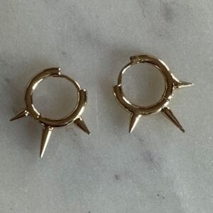 Gold Tone Spiked Hoop Earrings